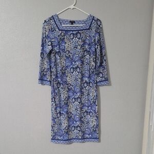 Talbots Blue Paisley Long Sleeve Dress
